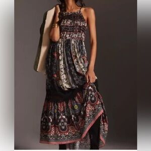 Anthropologie Bhanuni by Jyoti Tiered Abstract Maxi Dress Size 10P
